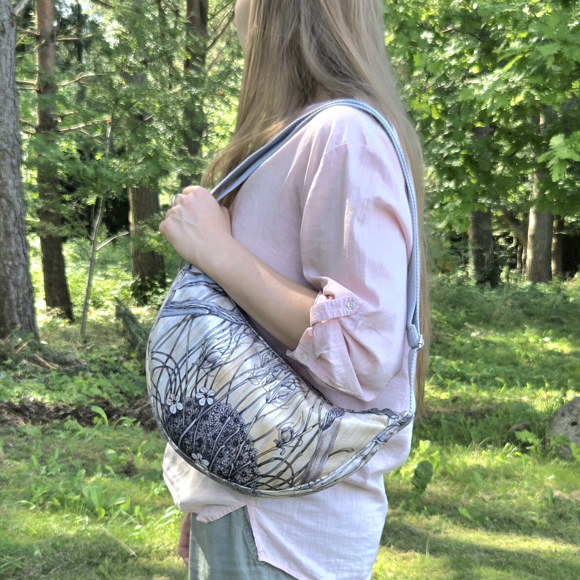 Hobo handbag, "Paradise flower" Medium 3