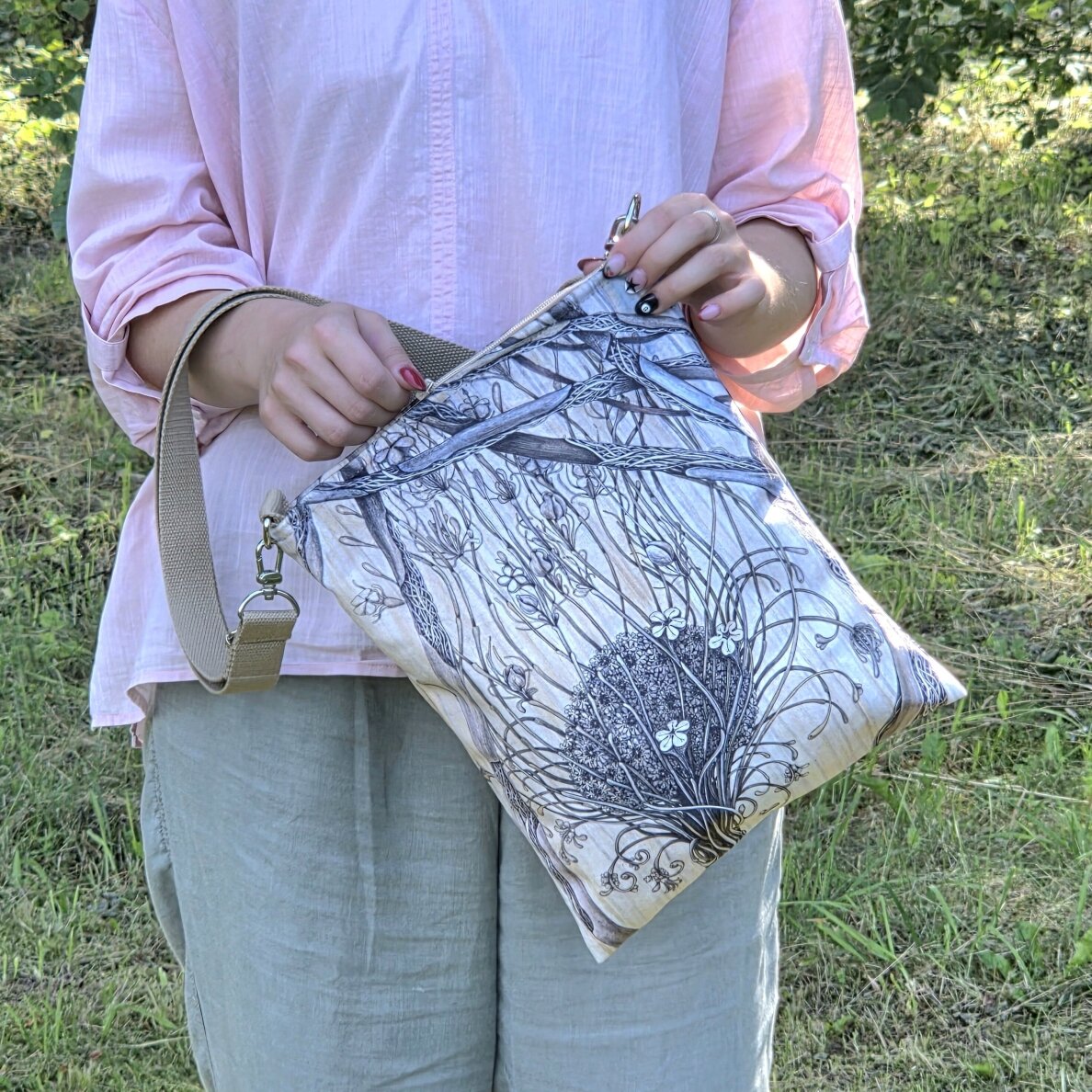 Handbag, big ,"Paradise flower"